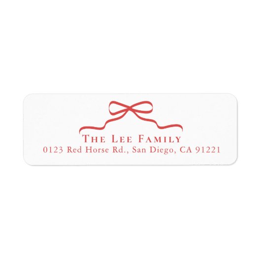 Red Bow Return Address Etiket (Voorkant)