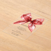 Red Bow Ribbon 16th Birthday (or any year) Acryl Uitnodigingen (Laagn)