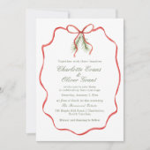 Red Bow Ribbon Winter Wedding  Kaart (Voorkant)