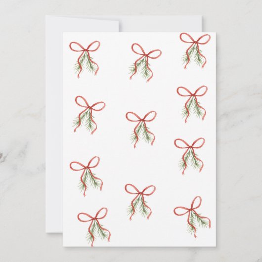 Red Bow Ribbon Winter Wedding Kaart (Achterkant)