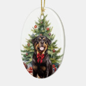 Red Bow Rottweiler Hondenkerst Keramisch Ornament (Links)