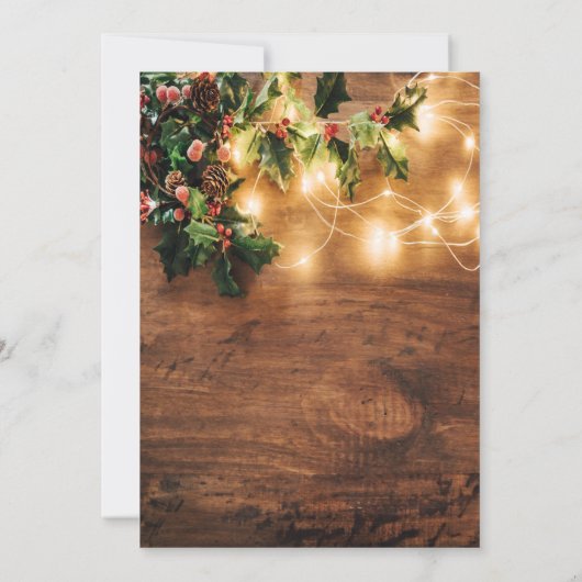 Red Bow, Rustic, Gold Company kerst Party Kaart (Achterkant)