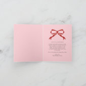 Red Bow Scalloped Foto Kerstmis Feestdagen Kaart (Binnen)