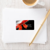 Red Bow schittert chique zwarte kerst uitnodiginge Etiket (Insitu)