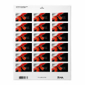 Red Bow schittert chique zwarte kerst uitnodiginge Etiket (Full Sheet)