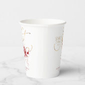 Red Bow She's Tying the Knot Bridal Shower Papieren Bekers (Rechts)