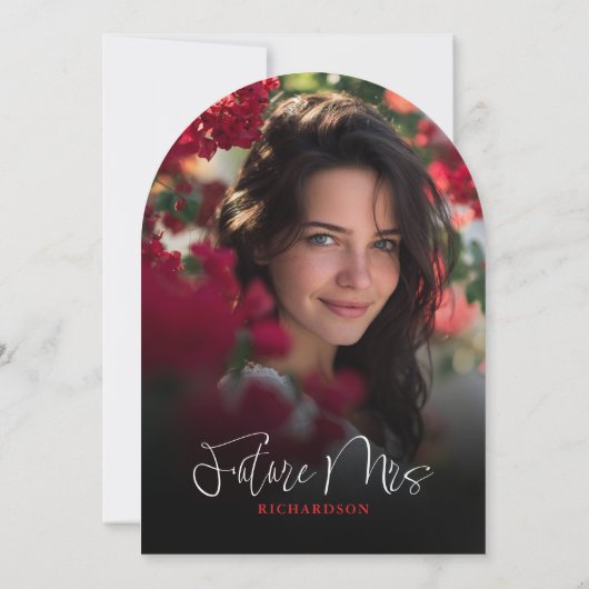 Red Bow She's Tying the Knot Bridal Shower Photo Kaart (Achterkant)