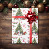 Red Bow Siberische Husky Dog Holiday Tree Cadeaupapier