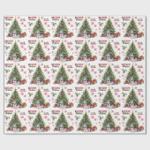 Red Bow Siberische Husky Dog Holiday Tree Cadeaupapier (Vlak)