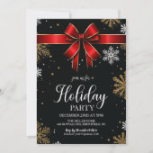 Red Bow Snowflake Kerstfeest Kaart (Voorkant)