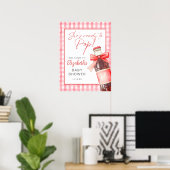 Red Bow Soda Bottle Baby Shower Welcome Sign Poster (Thuiskantoor)