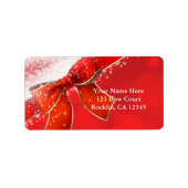 Red Bow & Sparkles Kerstvakantie uitnodiging Etiket (Voorkant)