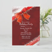 Red Bow & Sparkles Kerstvakantie Uitnodigingen (Staand voorkant)