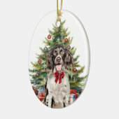 Red Bow Springer Spaniel Hond Kerstmis Keramisch Ornament (Links)