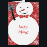 Red Bow Stropdas Snowman-kerstfeestkaart<br><div class="desc">Schattige kleine sneeuwpop met een rood boegstropdas, geïllustreerd op de aangepaste Winterfeestdag-groetkaarten. (Neem contact op met ujean4791@gmail.com voor aangepast werk en/of overeenkomende objecten.)</div>