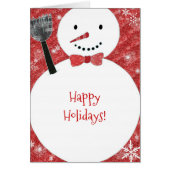 Red Bow Stropdas Snowman-kerstfeestkaart (Voorkant)