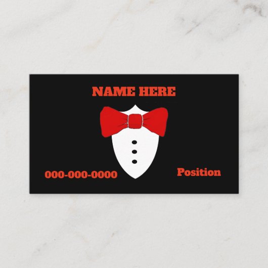 Red Bow Stropdas, Tux, add info Visitekaartje (Voorkant)