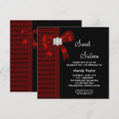 Red Bow Sweet 16 verjaardagsfeestje Kaart (Voorkant / Achterkant)