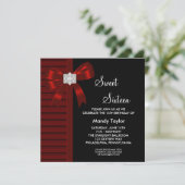 Red Bow Sweet 16 verjaardagsfeestje Kaart (Staand voorkant)