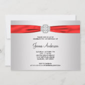 Red Bow Sweet Sixteen Party uitnodiging (Achterkant)