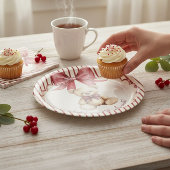 Red Bow Teddy Bear Baby Shower Plates Papieren Bordje