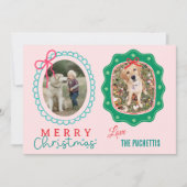 Red Bow Twee Afbeelding Lijst Kerst Feestdagenkaart (Voorkant)