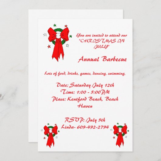 Red Bow - Uitnodiging (Voorkant / Achterkant)