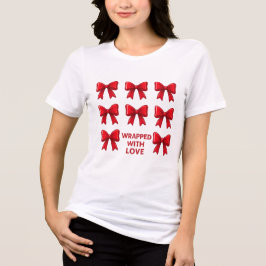 Red Bow vakantiepatroon verpakt met liefde Tri-Blend Shirt