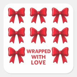 Red Bow vakantiepatroon verpakt met liefde Vierkante Sticker