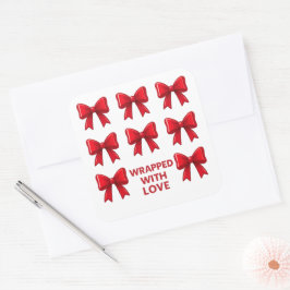 Red Bow vakantiepatroon verpakt met liefde Vierkante Sticker