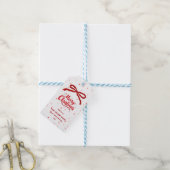 Red Bow vrolijk kerstcadeau label Cadeaulabel (Met Touw)