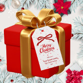 Red Bow vrolijk kerstcadeau label Cadeaulabel
