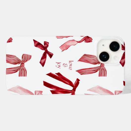 Red Bow Watercolor iPhone Case (Achterkant (horizontaal))