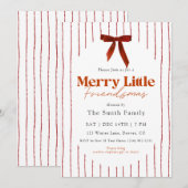 Red Bow Watercolor Merry Little Friendsmas Kaart (Voorkant / Achterkant)