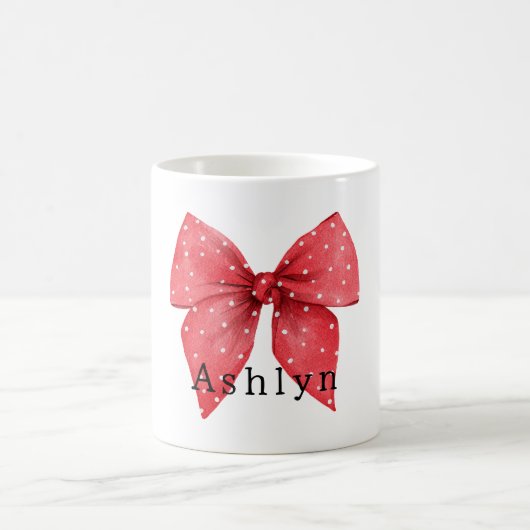Red Bow White Dots Koffiemok (Center)