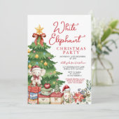 Red Bow White Elephant Christmas Party Exchange Kaart (Staand voorkant)
