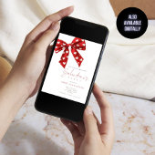 Red Bow White Hearts Galentines Party Kaart