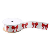 Red Bow White Ribbon Satijnen Lint (Spoel)