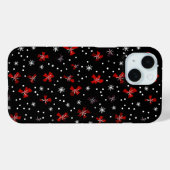 Red Bow Winter Pattern Case-Mate iPhone Case (Achterkant (horizontaal))