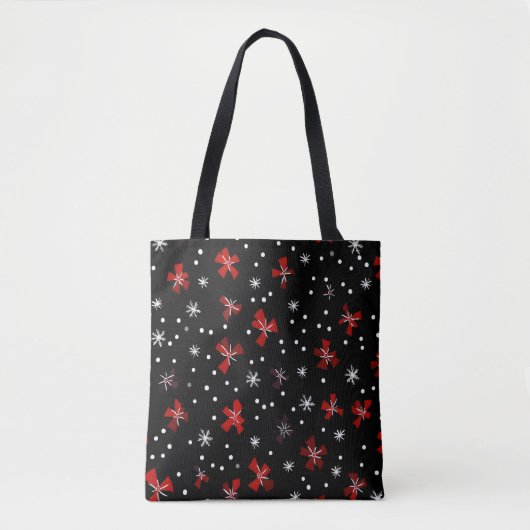 Red Bow Winter Pattern Tote Bag (Voorkant)