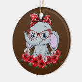 Red Bow Woman, de olifanten, Keramisch Ornament (Links)