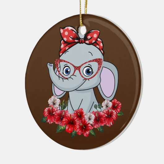 Red Bow Woman, de olifanten, Keramisch Ornament (Links)