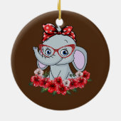 Red Bow Woman, de olifanten, Keramisch Ornament (Achterkant)