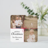 Red Bow Wrapping 3 Afbeelding kerst Kaart (Staand voorkant)