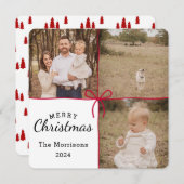 Red Bow Wrapping 3 Afbeelding kerst Kaart (Voorkant / Achterkant)