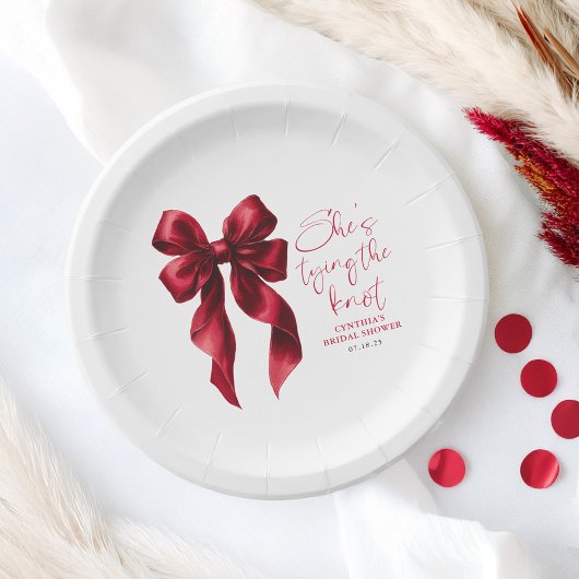 Red Bow Ze bindt het knoop Vrijgezellenfeest Papieren Bordje