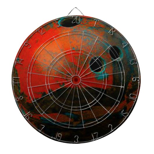 Red Bowling Ball past het aan Dartbord (Voorkant)