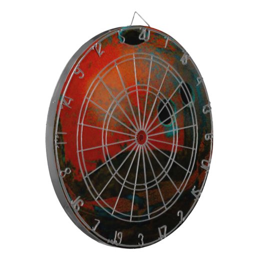 Red Bowling Ball past het aan Dartbord (Voorkant Links)