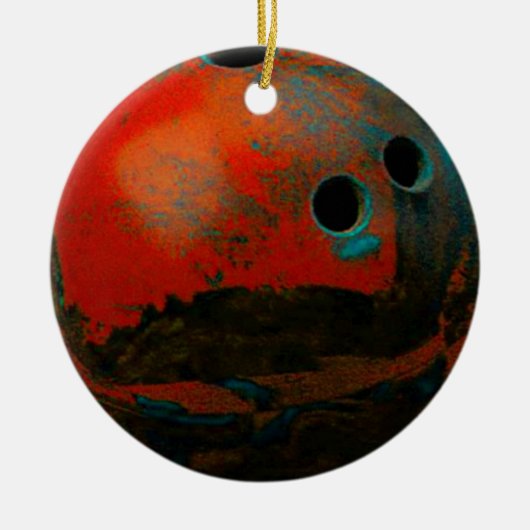 Red Bowling Ball past het aan Keramisch Ornament (Voorkant)