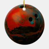 Red Bowling Ball past het aan Keramisch Ornament (Achterkant)